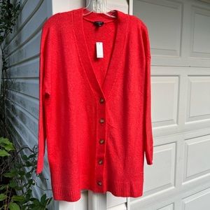 NWT Talbots Soft & Cozy Orange V-Neck Long Sleeve Cardigan